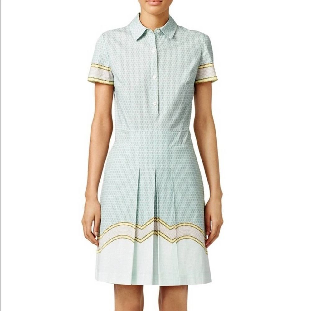 TORY BURCH Emmy Green Pleated Shirt Dress